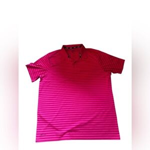 Nike Men's Polo Shirt - Red and Pink Stripes